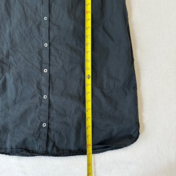 Lilla P Cotton Button Up Shirt Dress Short Sleeve Length Size S Black Pockets - Picture 9 of 10